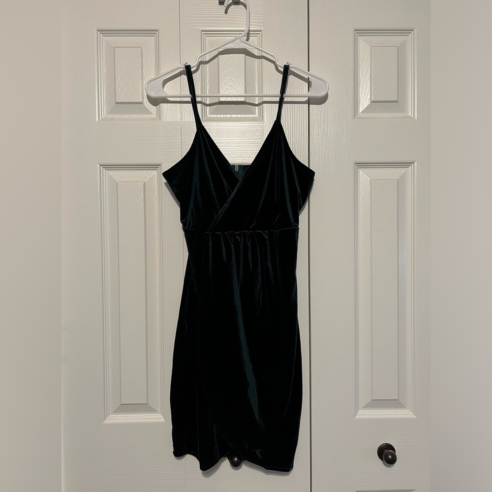 Velvet Body Con Dress - Emerald Green
